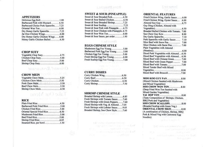 Meaford Oriental Menu 2