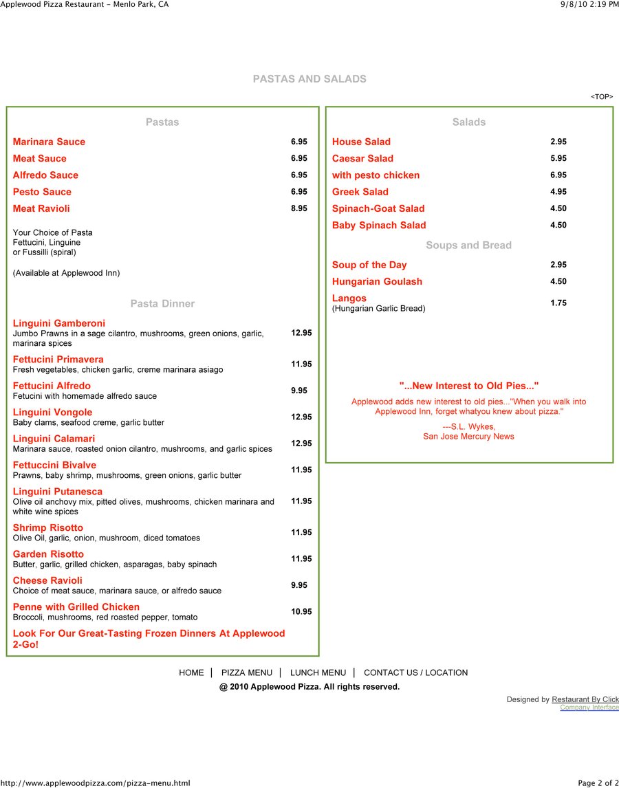 Pizza Menu #2