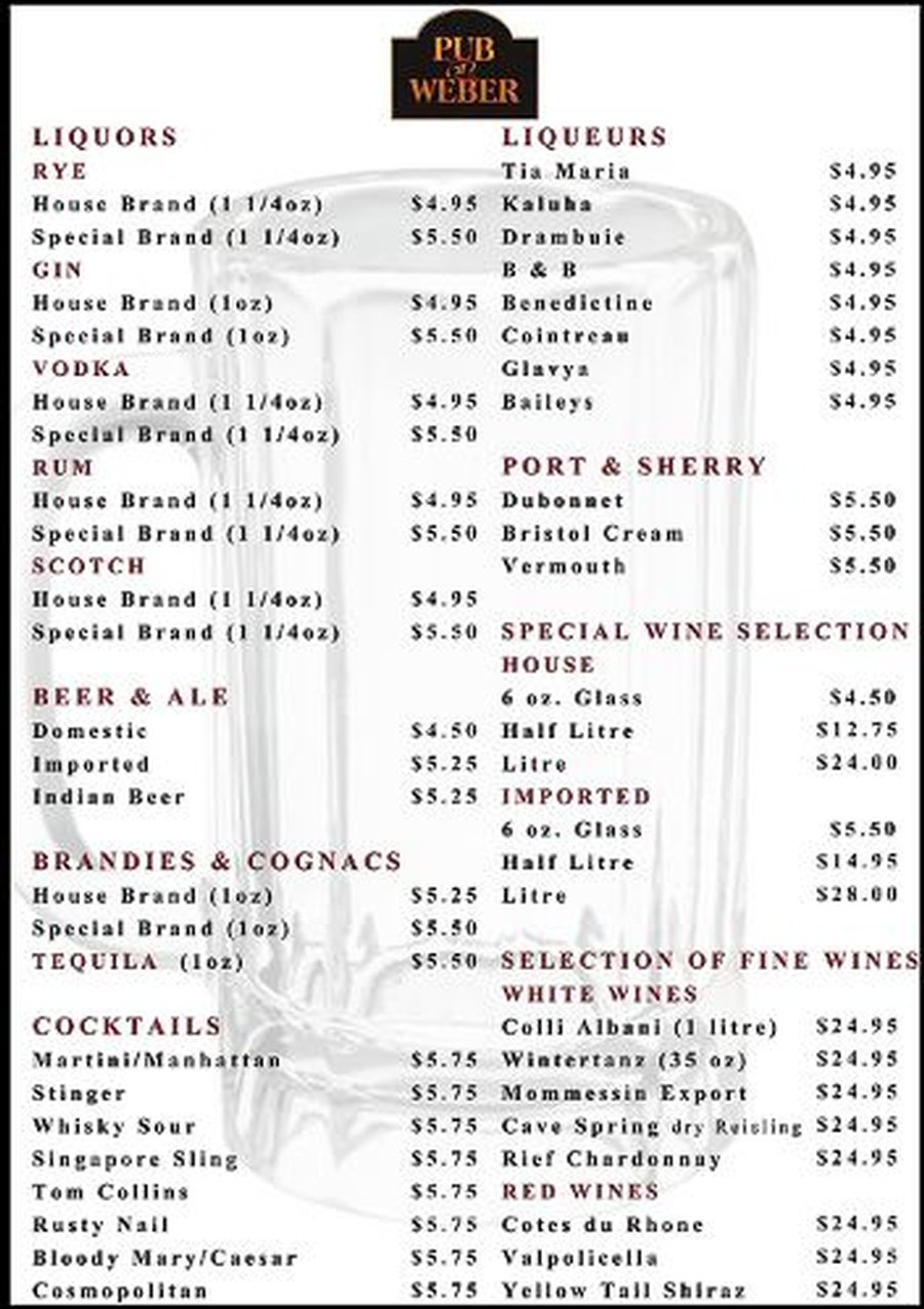 Bar Menu 1