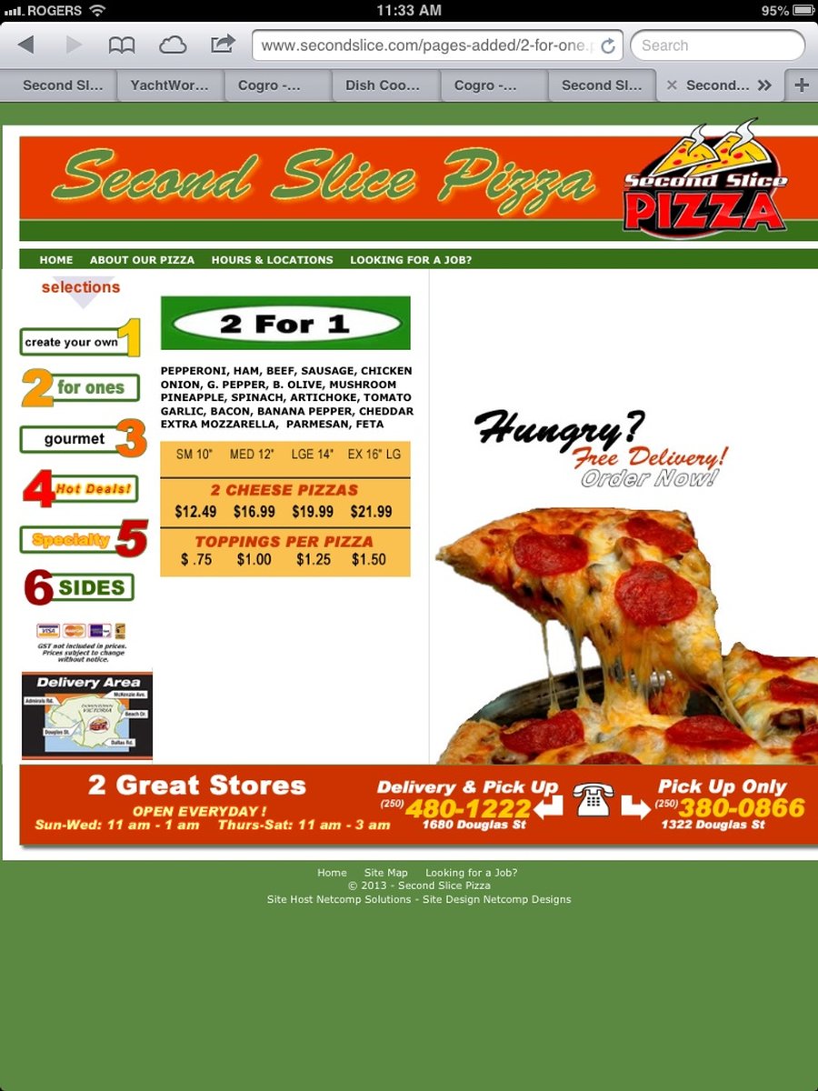 Second Slice Pizza Menu #2