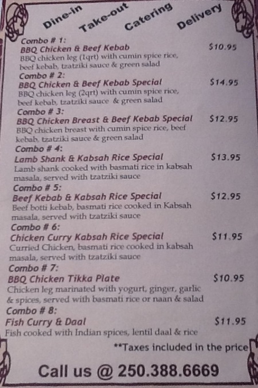 TAKE-OUT MENU