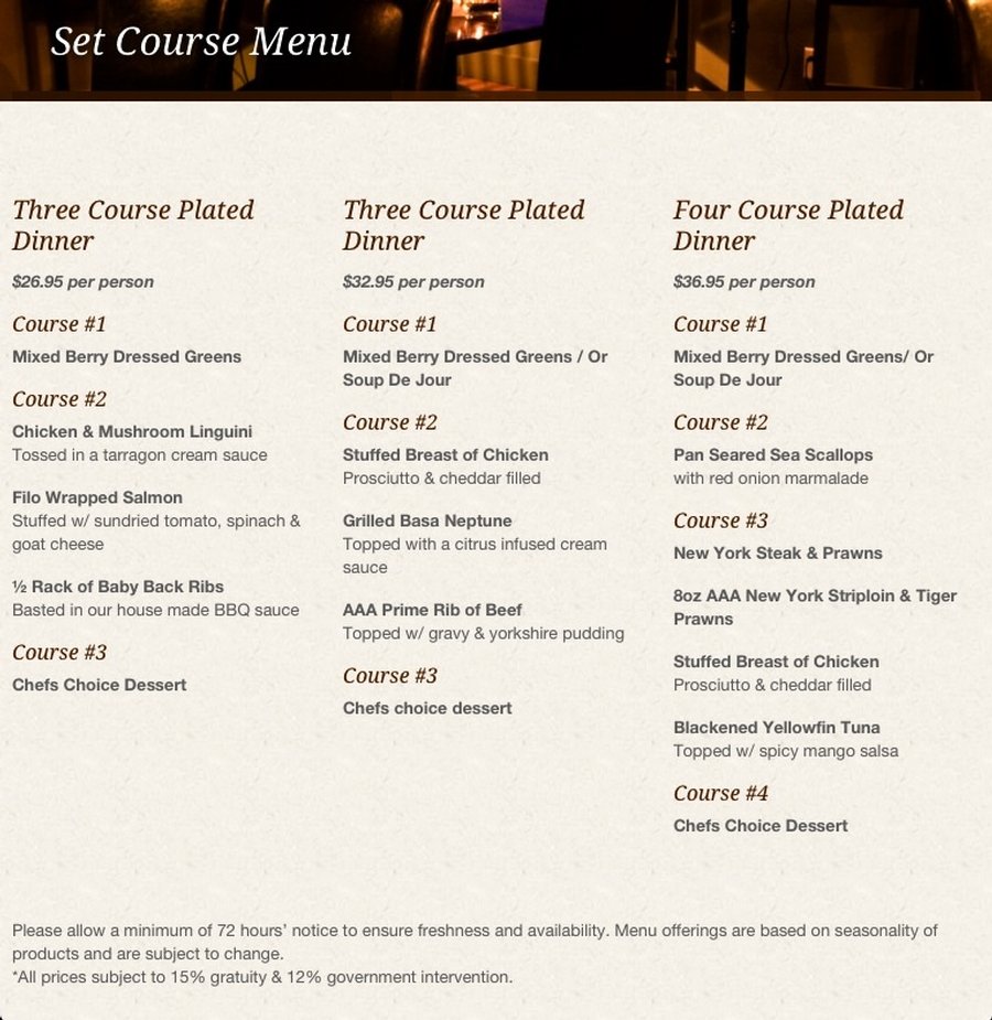 Set course menu