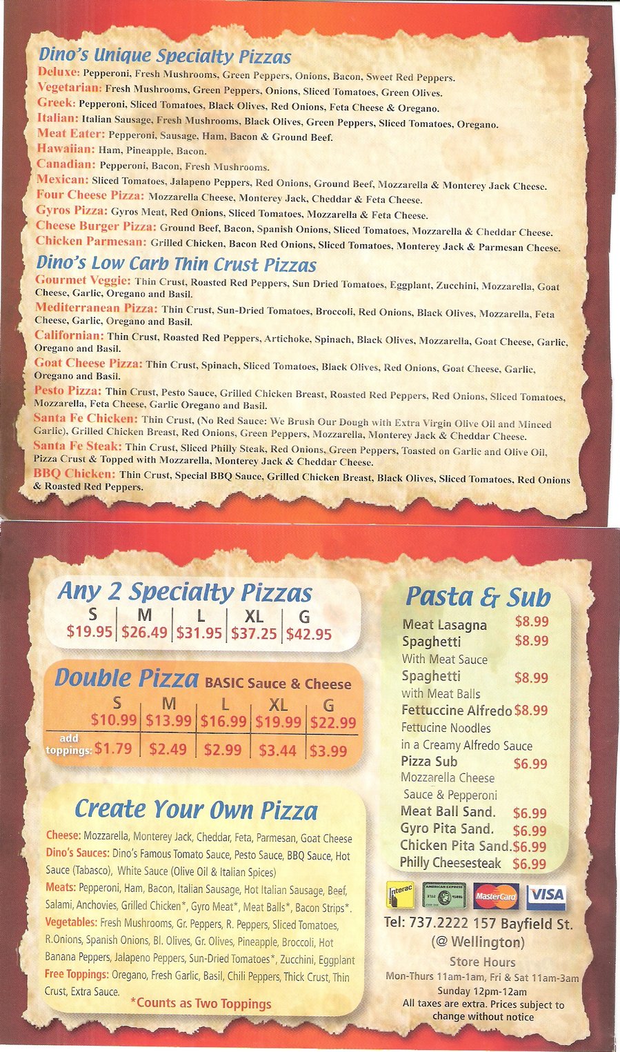 Barrie Pizza Menu pg 3