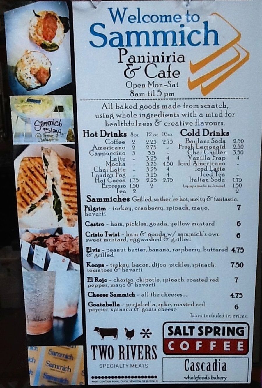 Sammich menu